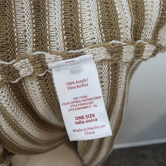 Faded Glory Tan Cream Striped Turtle Neck Oversized Lagenlook Poncho One Size - Picture 4 of 6